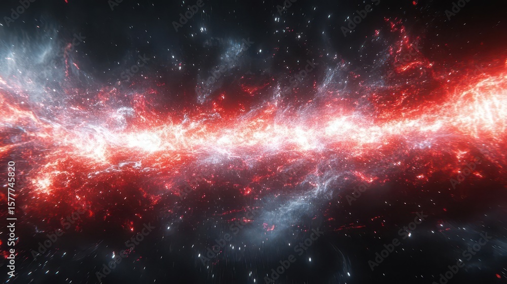 Fototapeta premium Cosmic Nebula: Red and White Energy Stream