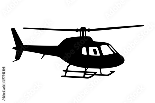 Silhouette of a Helicopter in Flight