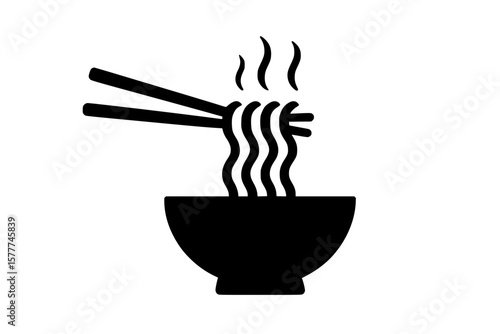 Silhouette of a Bowl of Noodles with Chopsticks