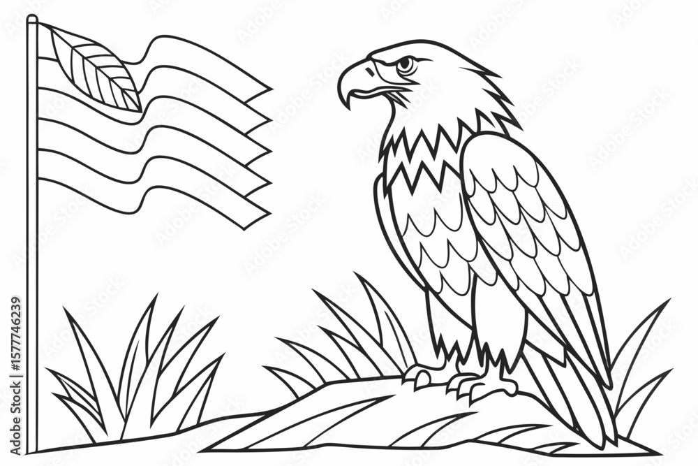 Obraz premium coloring page line art the eagle black vector