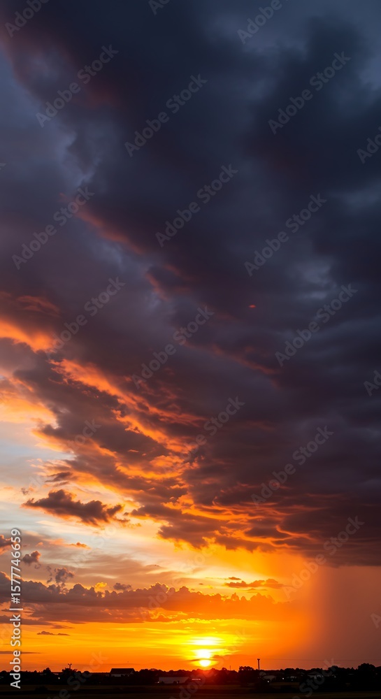 Fototapeta premium Dramatic sunset over cloudy horizon