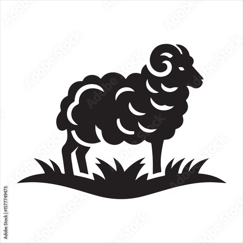 Silhouette vector of a sheep standing on a white background