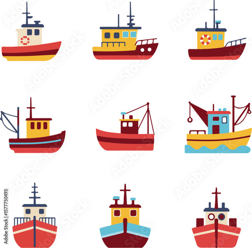 Fishing Boat and Trawler Vector Set.

Collection of Commercial Fishing Vessels.