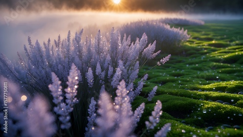 Lavender with Dew at Sunrise