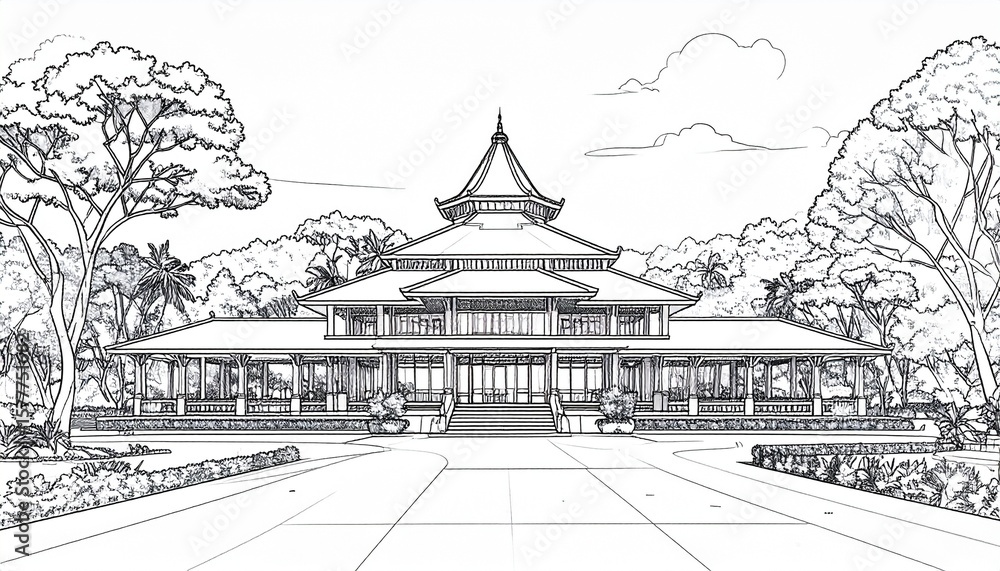 Fototapeta premium Line art building architecture 