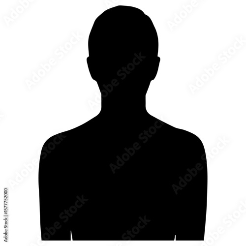 Vector art of silhouette of a persons head and shoulders, representing anonymity isolated on transparent background