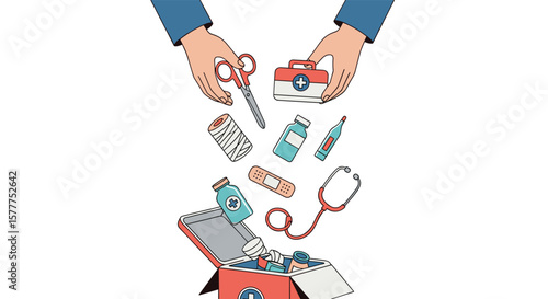 Essential Medical Supplies Gathered for a Comprehensive First Aid Kit