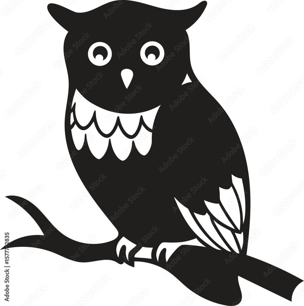 Obraz premium owl vector illustration, owl with tree vector art