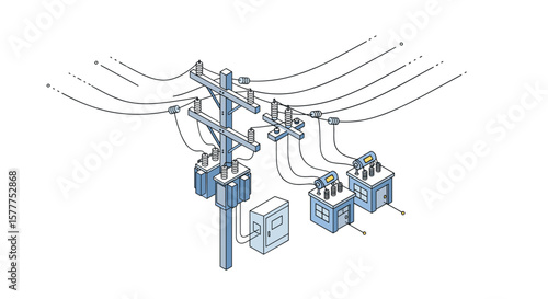 Overhead power line electrical distribution system components and connections