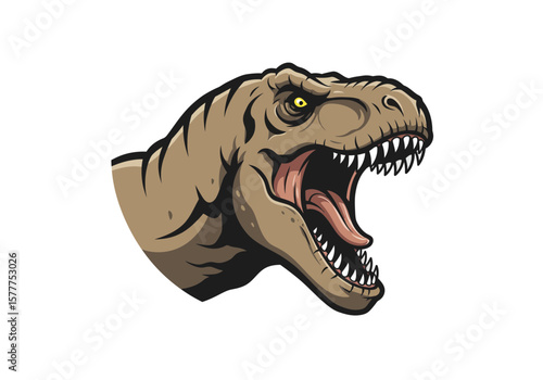 T-Rex Dinosaur Head Illustration | Prehistoric Predator Clipart | Jurassic Animal Drawing | Fierce Reptile Vector Art | Tyrannosaurus Rex Design

