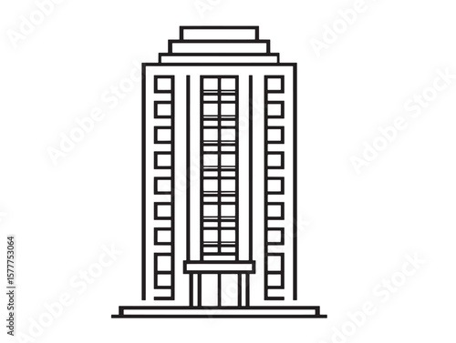 Simple modern outline building icon illustration