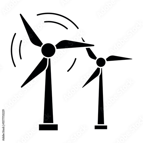 Wind Energy Icon - Flat design icon of a wind turbine symbolizing clean energy.