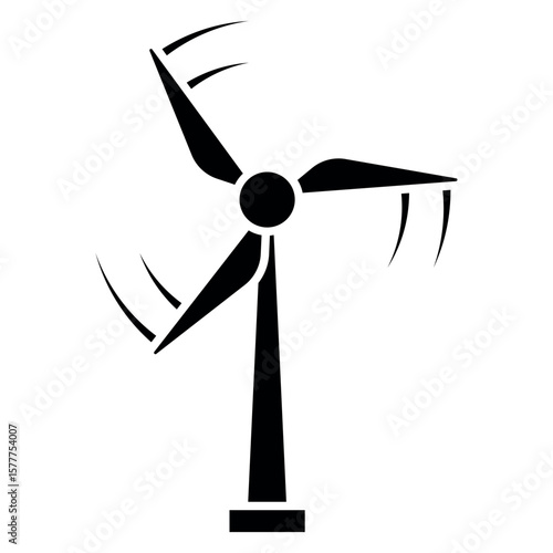 Wind Energy Icon - Flat design icon of a wind turbine symbolizing clean energy.