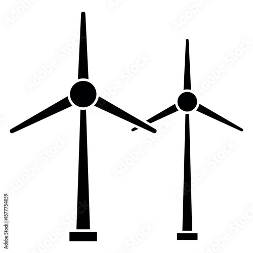 Wind Energy Icon - Flat design icon of a wind turbine symbolizing clean energy.