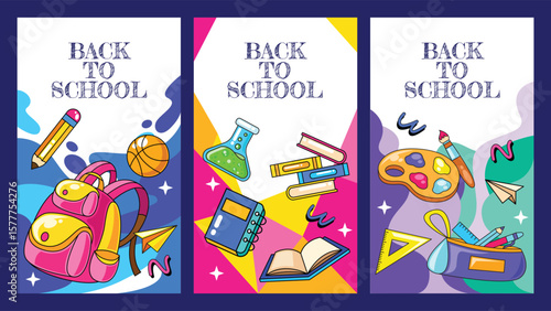 Set of back to school template vector background