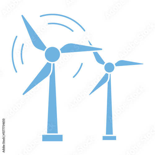 Wind Energy Icon - Flat design icon of a wind turbine symbolizing clean energy.