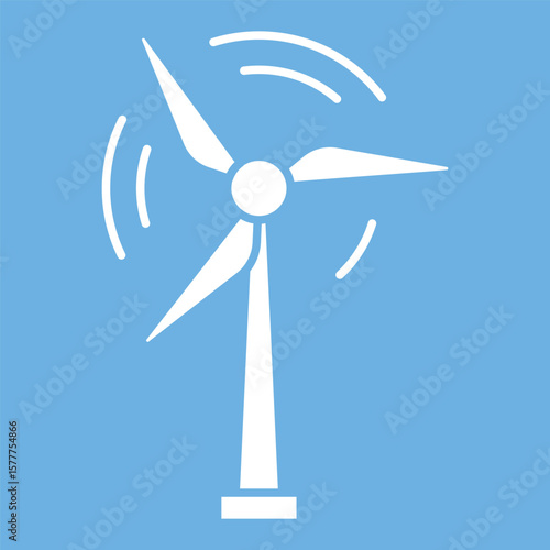 Wind Energy Icon - Flat design icon of a wind turbine symbolizing clean energy.