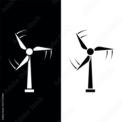 Wind Energy Icon - Flat design icon of a wind turbine symbolizing clean energy.
