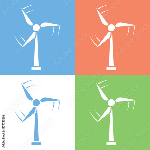 Wind Energy Icon - Flat design icon of a wind turbine symbolizing clean energy.