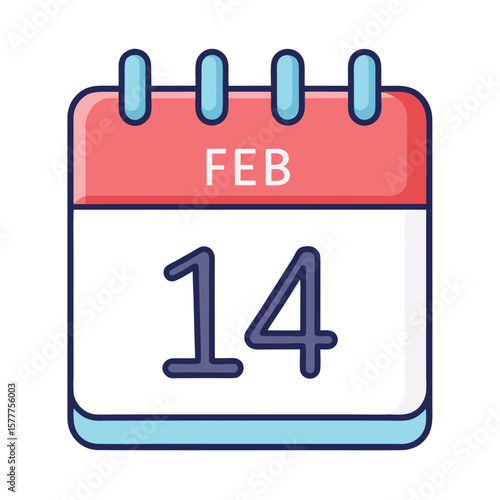 A calendar with February 14th highlighted, symbolizing Valentine's day, love, and a special romantic date.
