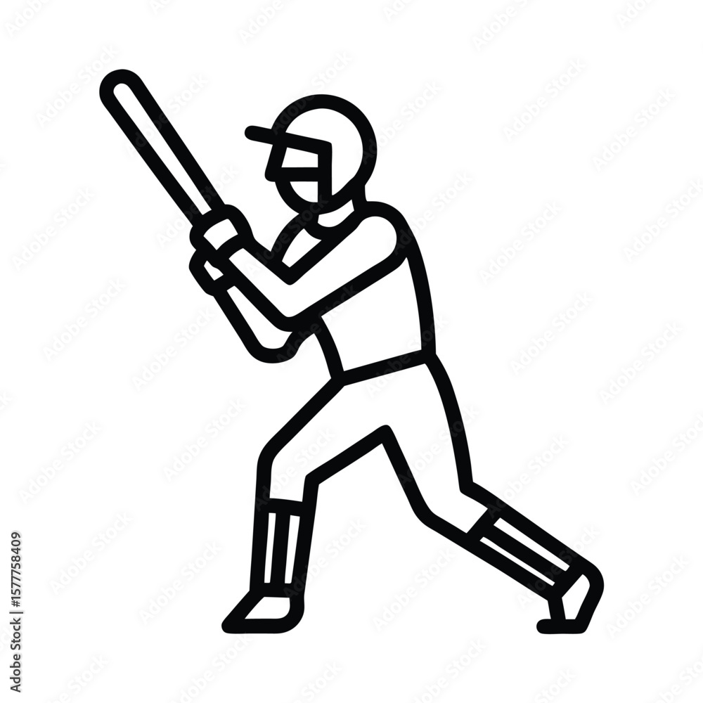 Obraz premium outlined-cricket-player-icon-vector-include-after-.eps