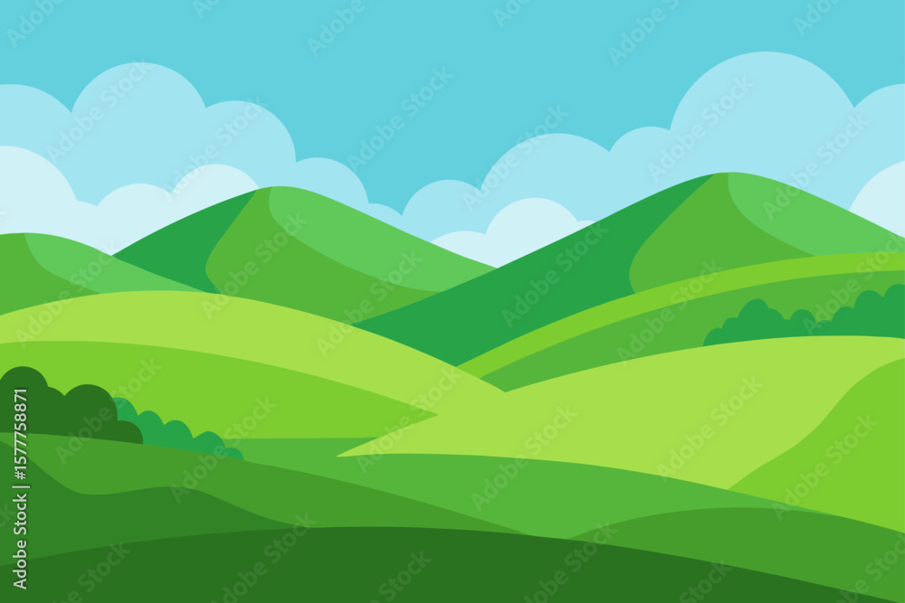 Fototapeta premium Clean Green Hills Nature Background for Eco Theme