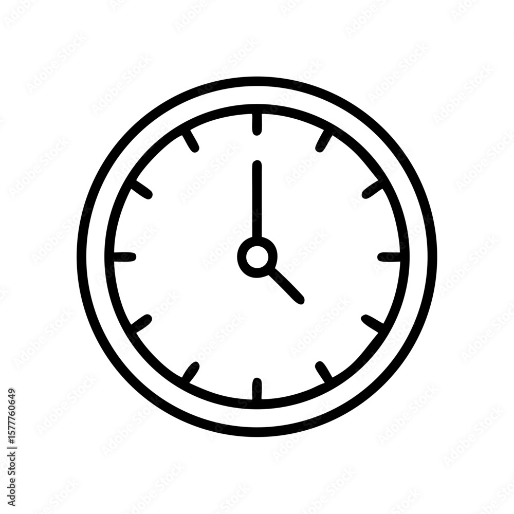 Simple clock face illustration with hour and minute hands Simple clock face illustration with hour and minute hands