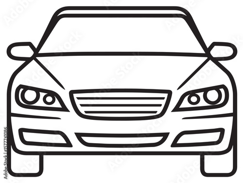 Sleek clean car icon illustration in 2D vector