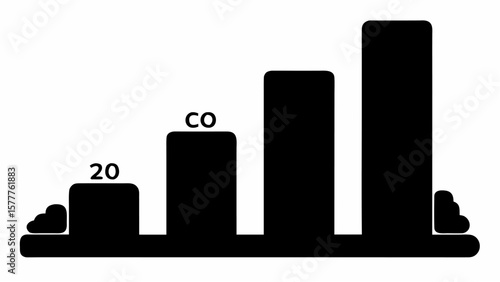 Black silhouette of bar graph with labels twenty co