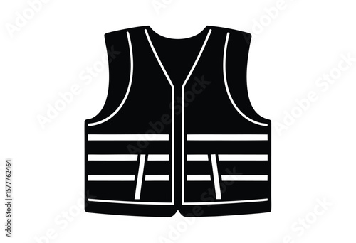 labor safety vest silhouette vector flat design illustration high visibility safety gear icon