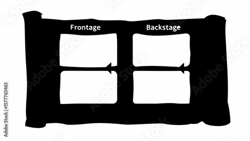 Black and white stage with frontage and backstage
