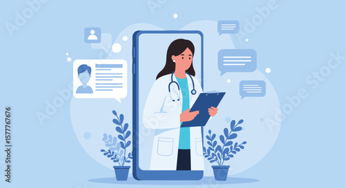 Telemedicine doctor on phone, online healthcare consultation