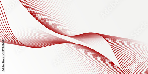 Red stripes on a white background. Creative line art. Red waves with lines. Curved wavy line, smooth stripe.