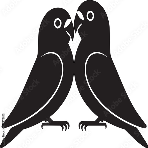 Black lovebirds vector illustration for graphic design and bird lovers with simple and clean design style
