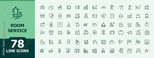 Room Service icon set. Related to building, hotel service, care, apartment and more. Care icon set. Minimalist vector collections. Editable vector. Pixel perfect.