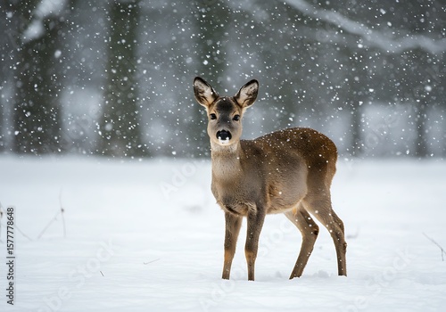 Wallpaper Mural 雪景色の中の若い鹿 Torontodigital.ca