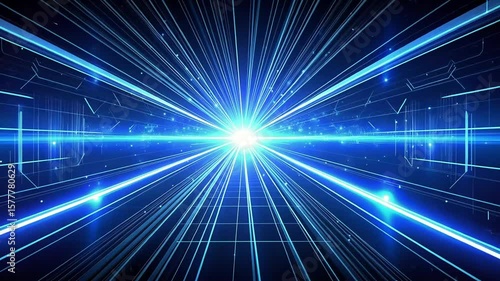 Wallpaper Mural A Stunning Digital Representation of Light Speed with Emanating Blue Light Beams and Patterns Torontodigital.ca