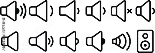Minimal speaker and sound volume icons vector set