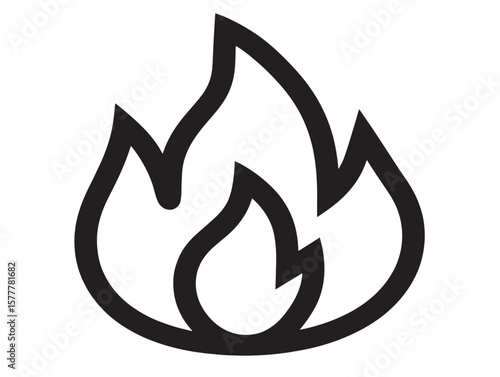 Simple fire icon in 2D minimalist vector design