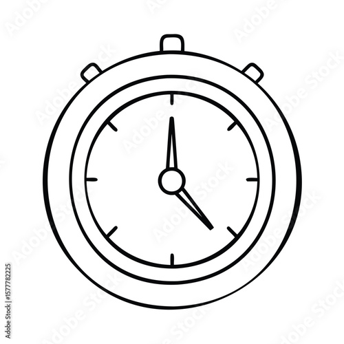 Handdrawn Stopwatch with Time Displayed on timer clock