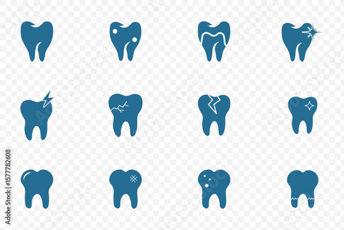 Tooth icon. Dental clinic logo. Human teeth vector illustration. Blue dentistry logotype. Oral hygiene concept. Dentist sign. Molar tooth enamel symbol. Simple tooth pictogram design.