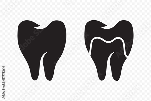 Tooth icon. Dental clinic logo. Human teeth vector illustration. Blue dentistry logotype. Oral hygiene concept. Dentist sign. Molar tooth enamel symbol. Simple tooth pictogram design.