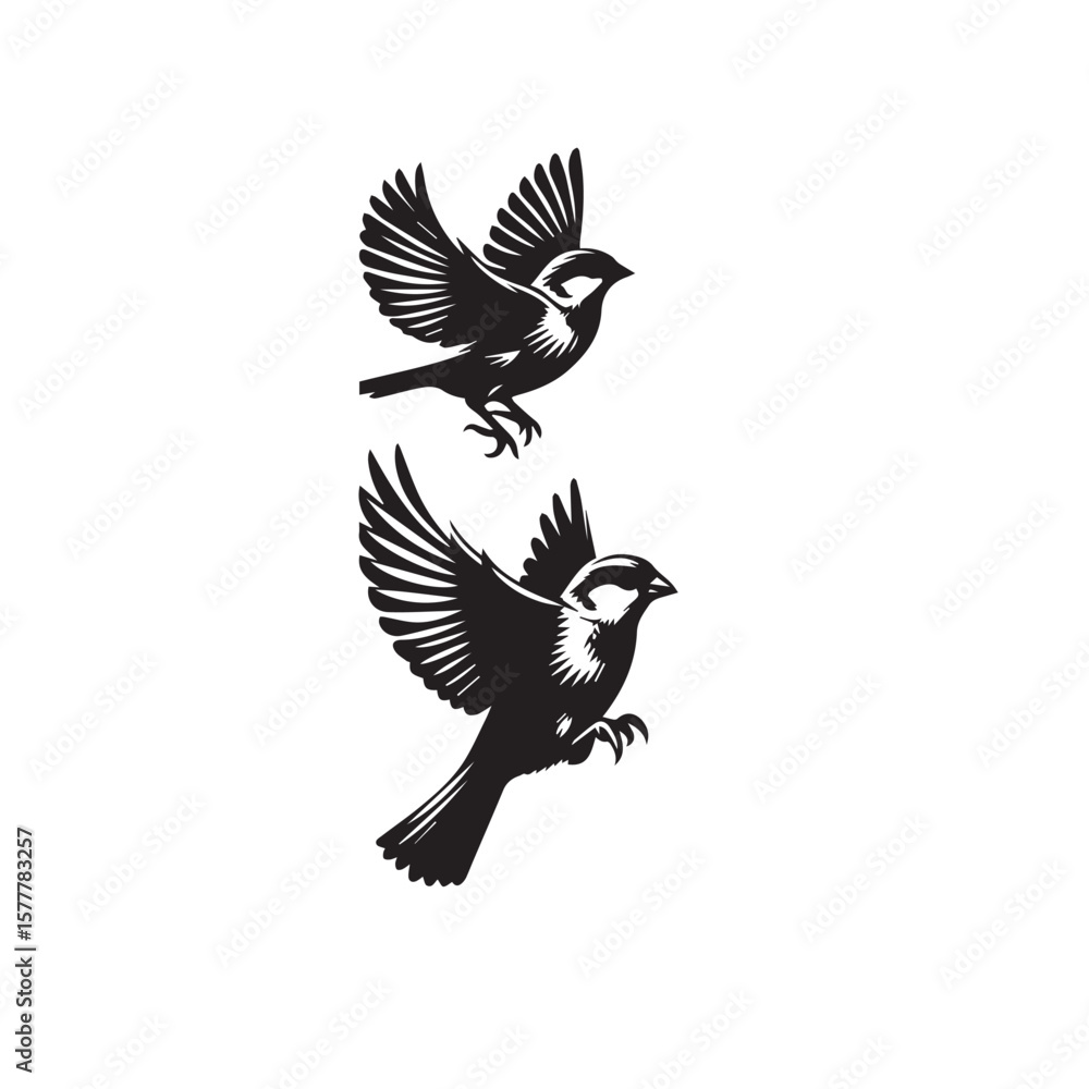 Fototapeta premium sparrow set silhouette tattoo,sparrow silhouette flying ,sparrow silhouette pictures ,jack sparrow set silhouette