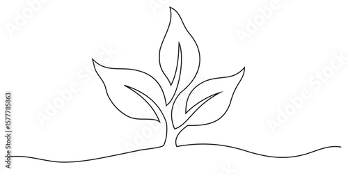 Grow plant icon continuous one line drawing and minimalist style isolate outline vector icon