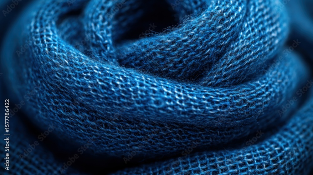 Fototapeta premium Close-up of coiled blue fabric