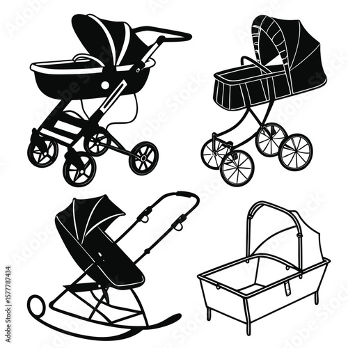 Black baby strollers cradles transportation baby carriage