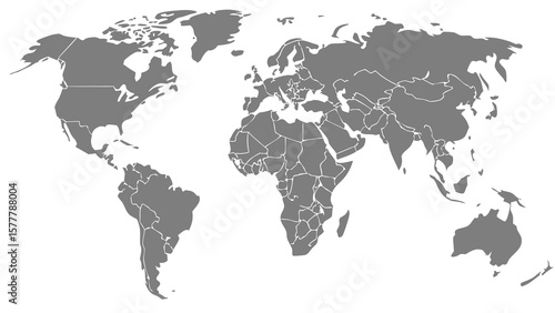 World map vector illustration with countries borders for geography education and travel planning resource