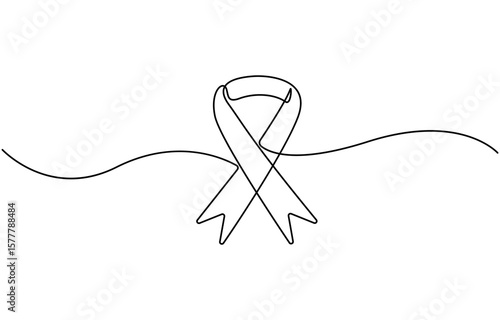 AIDS awareness band World AIDS day one line art drawing Continuous one line drawing, AIDS awareness ribbon, poster banner Doodle vector illustration, AIDS Awareness Month.