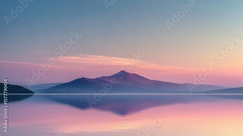 Wallpaper Mural Pastel Sunset over Calm Water with Mountain Reflection – Serene Landscape Background with Soft Light and Gentle Colors Torontodigital.ca