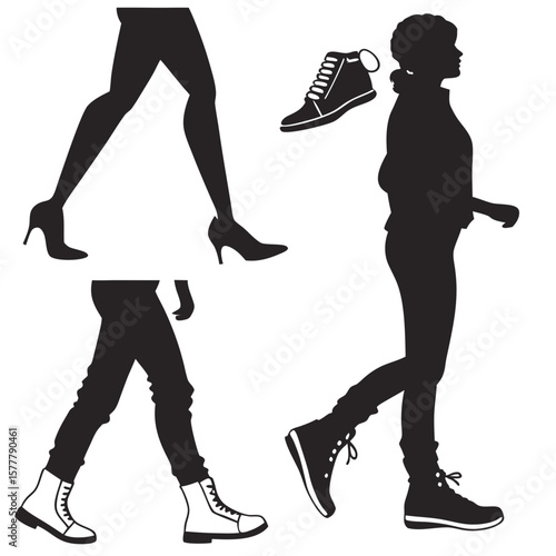 Fashionable footwear silhouettes walking shoes